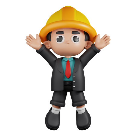 Engineer Doing Jumping Celebration  3D Illustration