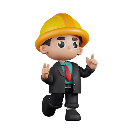 Engineer Feeling Happy  3D Illustration