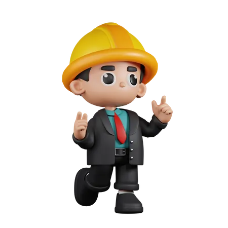 Engineer Feeling Happy  3D Illustration