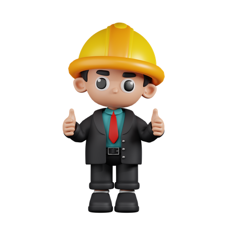 Engineer Giving A Thumb Up  3D Illustration