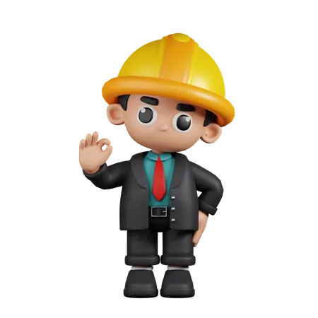 Engineer Giving Ok Sign  3D Illustration