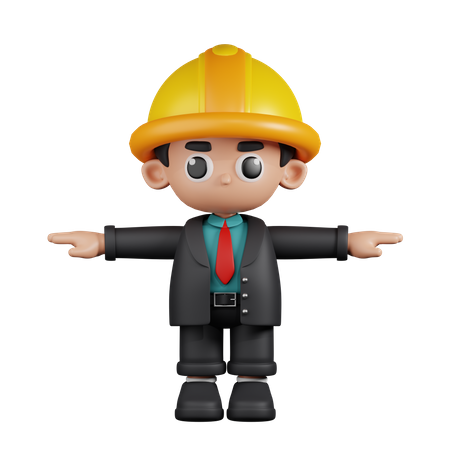 Engineer In T Pose  3D Illustration