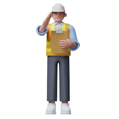 Engineer With Clipboard  3D Illustration