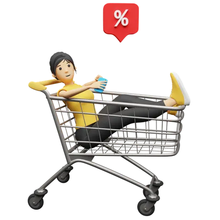 Enjoying Shopping Sale Discounts  3D Illustration