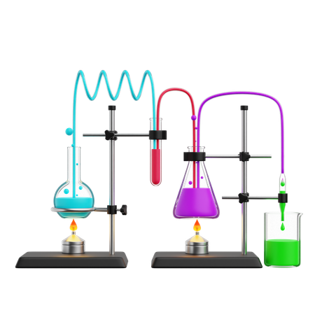 Ensemble d'expériences chimiques  3D Illustration