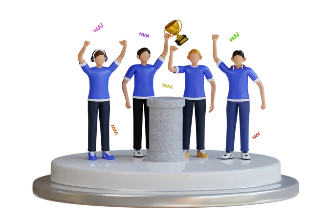 Esports competition winner team  3D Illustration