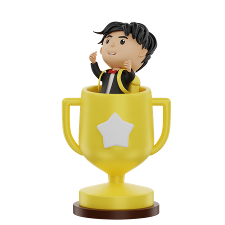 Aluno traz um troféu  3D Illustration