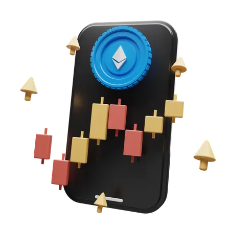 Aplicativo de criptografia Ethereum  3D Illustration