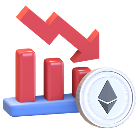 Gráfico descendente do ethereum  3D Illustration