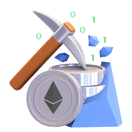 Ethereum Mining  3D Illustration