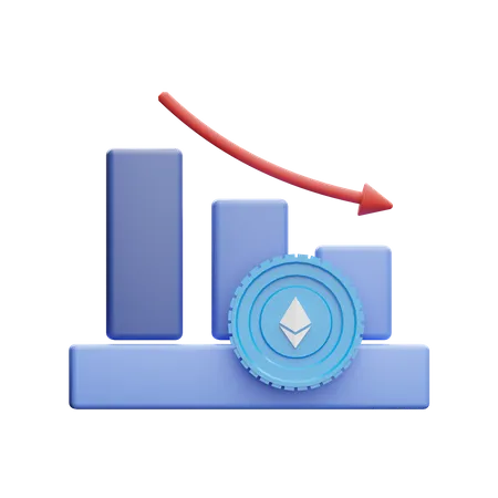 Ethereum Negative Chart  3D Illustration