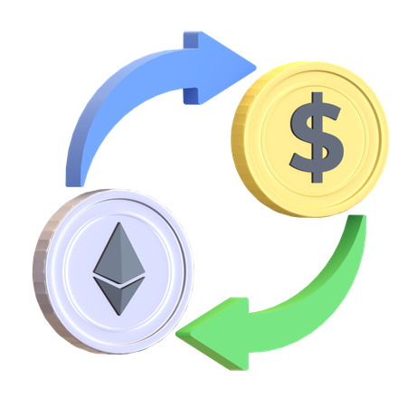 Ethereum em dólar  3D Illustration