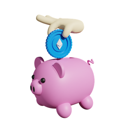 Ethereum Piggy Bank  3D Illustration