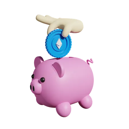 Ethereum Piggy Bank  3D Illustration