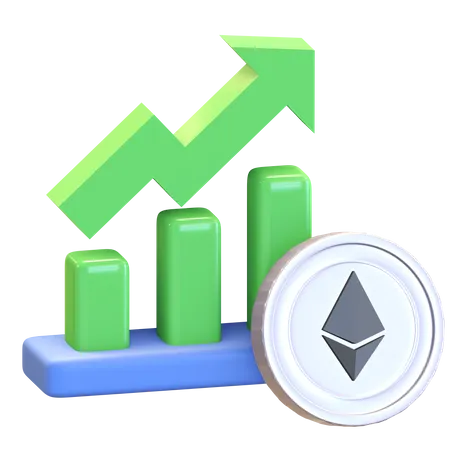 Ethereum Positive Chart  3D Illustration