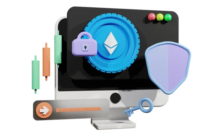 Segurança ethereum  3D Illustration