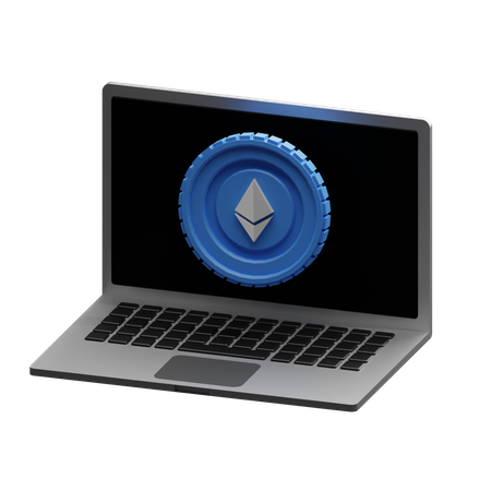 Ethereum Trading Laptop  3D Illustration