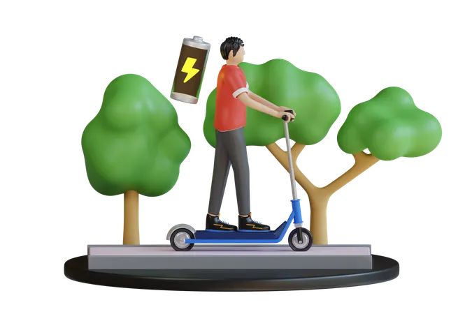 Elektroroller fahren  3D Illustration