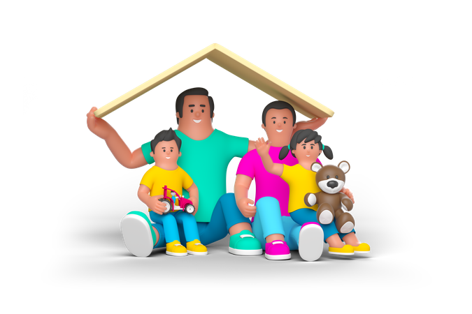 Família  3D Illustration