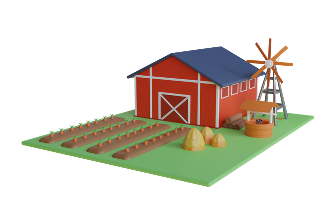 Farm Field  3D Illustration