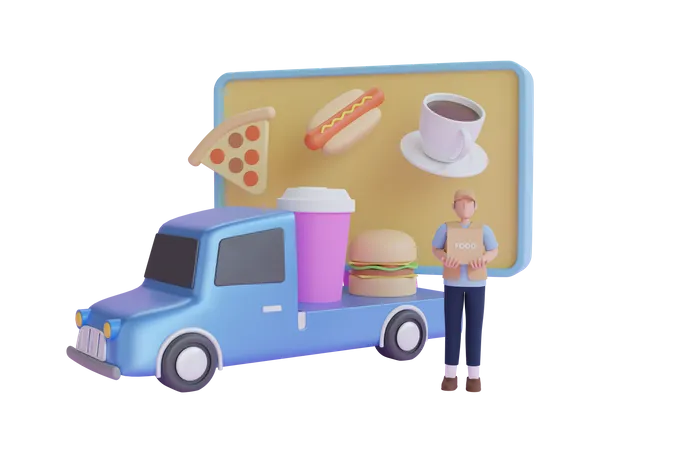 Fast Food truck  3D Illustration