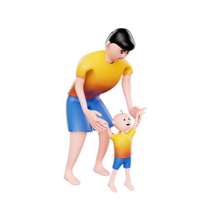 Father and son bond  3D Illustration