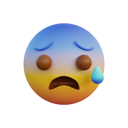 Fearful face open mouth and cold sweat  3D Emoji