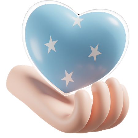 Federated States of Micronesia Flag Heart Hand Care  3D Icon