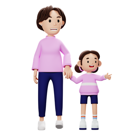 Feliz madre e hijo  3D Illustration