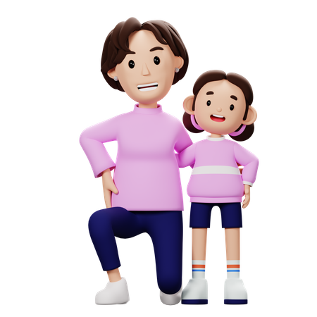 Feliz madre e hijo  3D Illustration