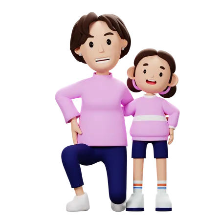 Feliz madre e hijo  3D Illustration