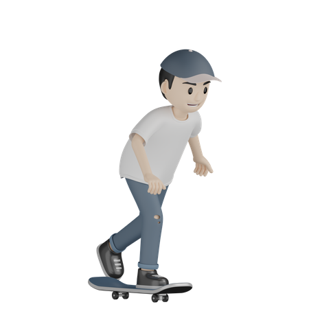 Patinador feliz andando de skate  3D Illustration