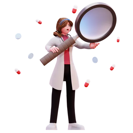 Female doctor doing research  3D Illustration