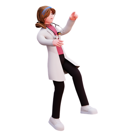 Female doctor pointing finger  3D Illustration