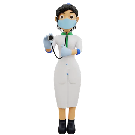 Female doctor using stethoscope  3D Illustration