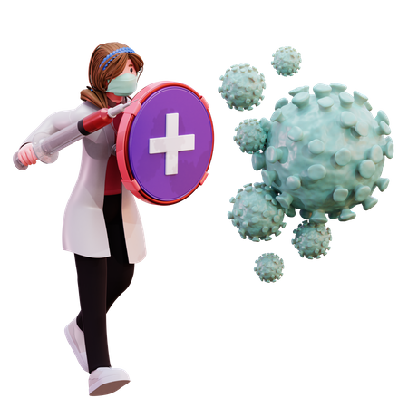 Female doctor with coronavirus cure  3D Illustration