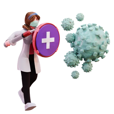 Female doctor with coronavirus cure  3D Illustration