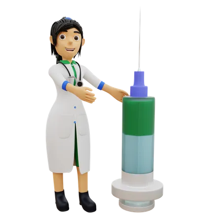 Female doctor with coronavirus vaccine  3D Illustration