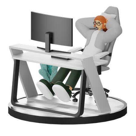 Female doing relaxing after work  3D Illustration