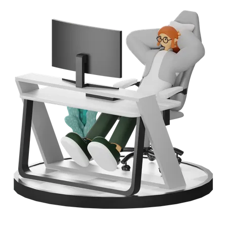 Female doing relaxing after work  3D Illustration