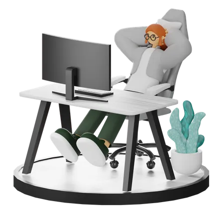 Female doing relaxing after work  3D Illustration