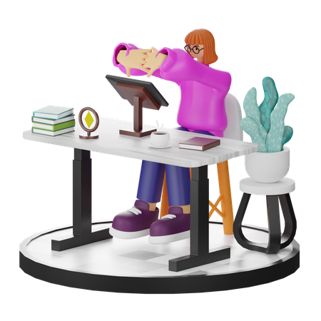 Female Doing Relaxing After Work  3D Illustration