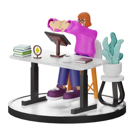 Female Doing Relaxing After Work  3D Illustration