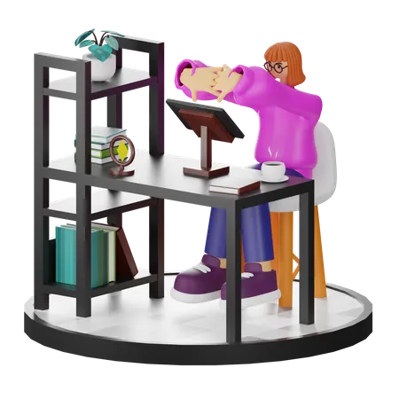 Female Doing Relaxing After Work  3D Illustration