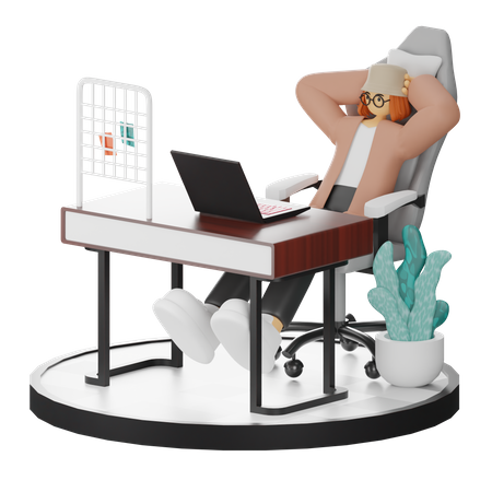 Female Doing Relaxing After Work  3D Illustration