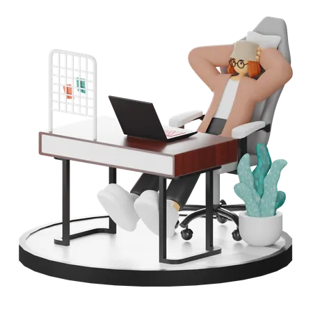 Female Doing Relaxing After Work  3D Illustration