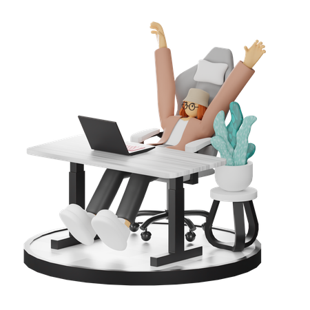 Female Doing Relaxing After Work  3D Illustration