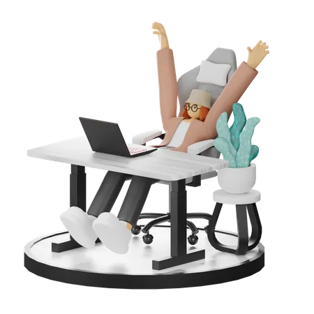 Female Doing Relaxing After Work  3D Illustration