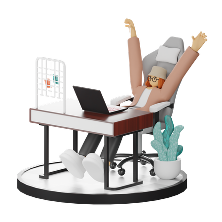 Female Doing Relaxing After Work  3D Illustration