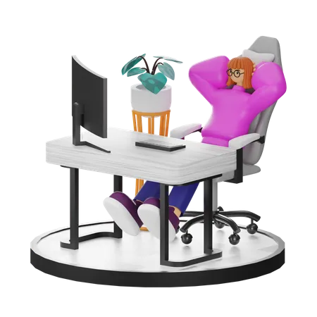 Female doing relaxing after work  3D Illustration